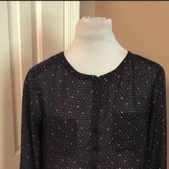 CLOSING SALE Navy Print Blouse Size Small - Picture 2 of 4